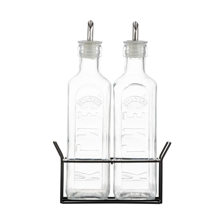 Kilner Oil Bottles & Metal Rack