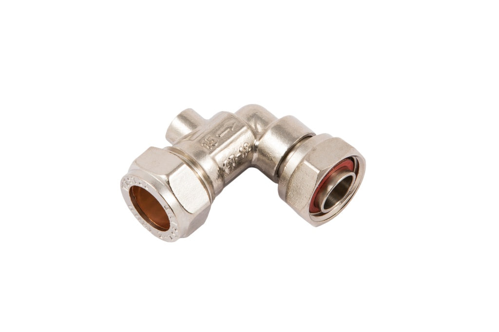 Securplumb Angled Chrome Plated Service Valve 15 x 1/2
