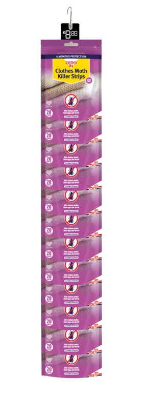 Zero In Clothes Moth Killer Strips – Pack of 20 (24 Clips)