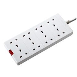 Rallonge blanche Masterplug 8 gangs 2 m 13 A