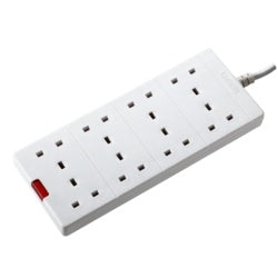 Masterplug 8 Gang 2m White Extension Lead