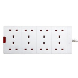 Masterplug 8 Gang 2m White Extension Lead