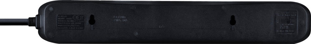 Masterplug 6 Gang Black Extension Lead With 2m Cable