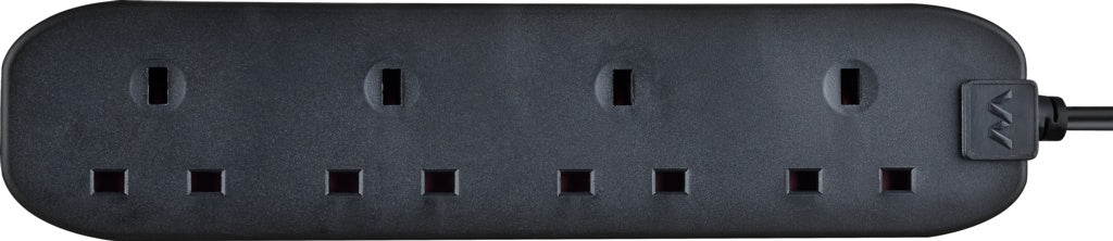 Masterplug 4 Gang Black Extension Lead With 2m Cable