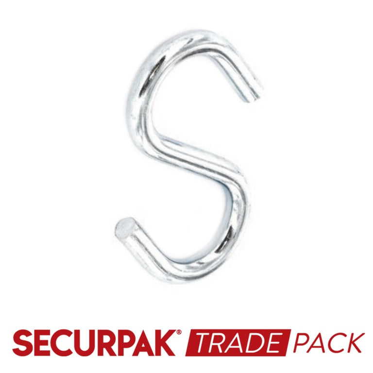 Securpak Steel S Hooks Zinc Plated 50mm