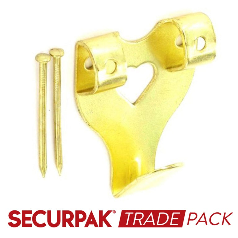 Securpak Double Picture Hooks & Pins Brass Plated No.3