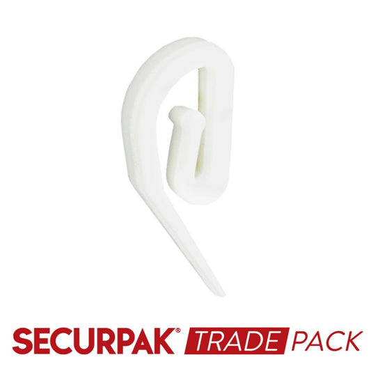 Securpak Trade Pack Crochet à Rideau Plastique Blanc