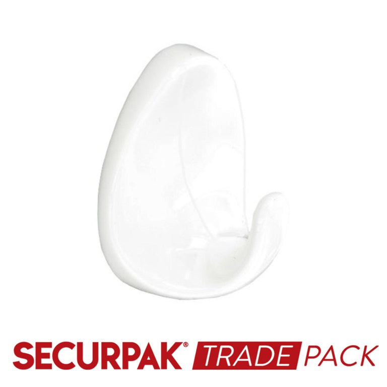 Securpak Trade Pack Oval Self Adhesive Hook White S