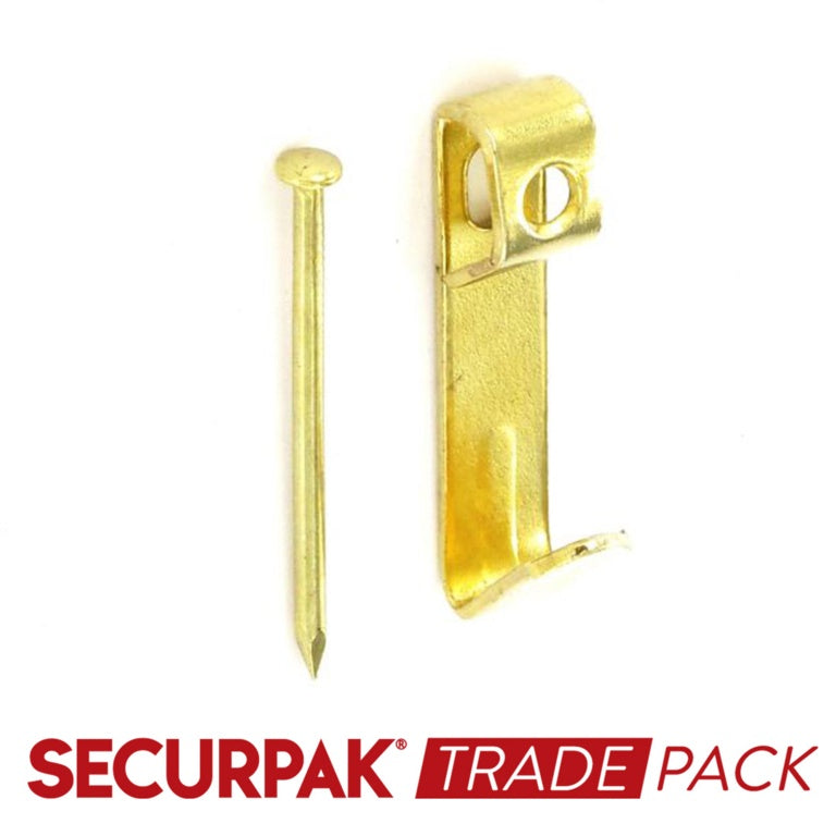 Securpak Sngl Picture Hooks & Pins Brass Plated No.2