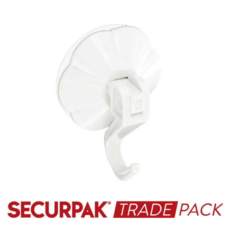 Securpak Trade Pack Suction Hook W.Lever White 50mm