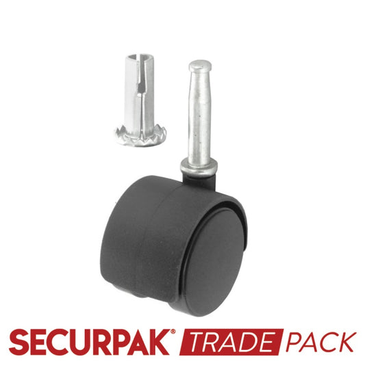 Securpak Trade Pack Roulettes Jumelles Tige 40 mm Lot de 2