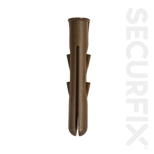 Tacos de pared resistentes Securfix, color marrón, paquete de 100 