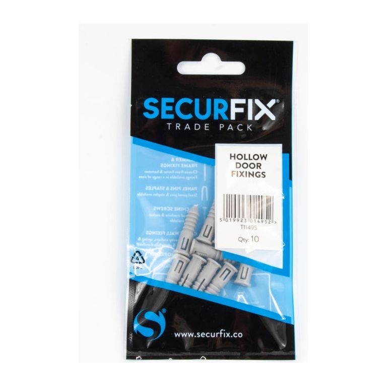 Fixations pour portes creuses Securfix, paquet de 10