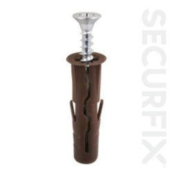 Securfix Heavy Duty Wall Plugs Brown W.Screws