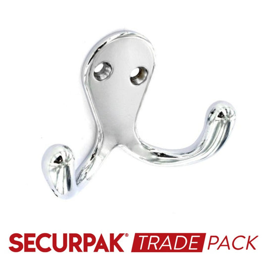 Securpak Trade Pack Dbl Robe Hook Cp 70mm