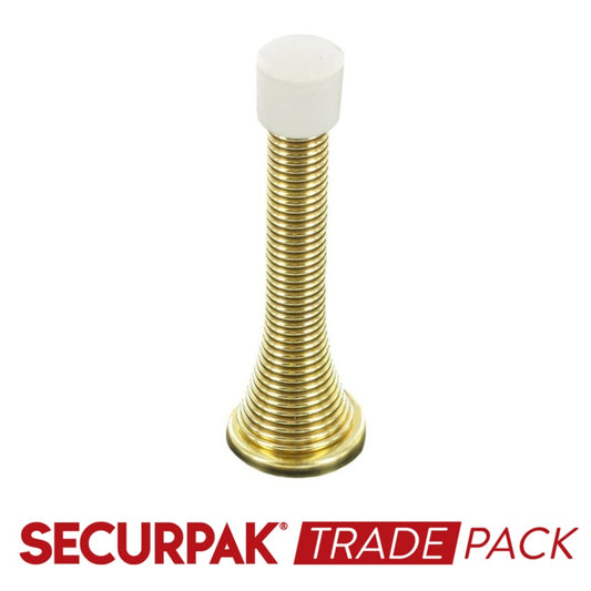 Securpak Trade Pack Spring Door Stop Brass Plated 75mm