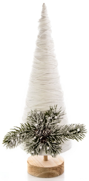 Premier White Wool Christmas Tree Wooden Base