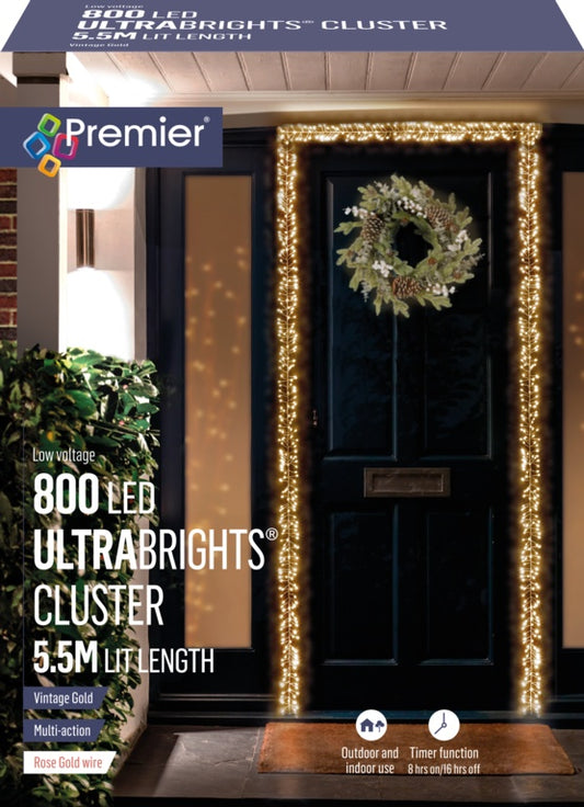 Premier 800 LED Rose Gold Ultra Bright Cluster Vintage Gold