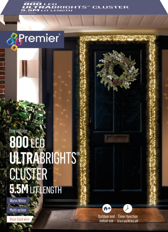 Premier 800 LED Rose Gold Ultra Bright Cluster Warm White