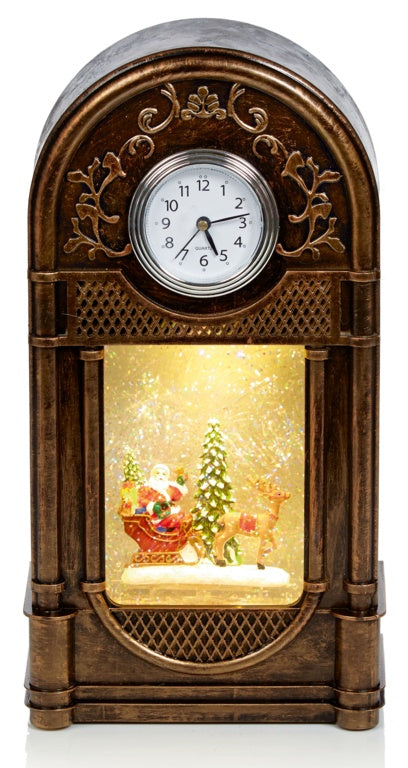 Premier Antique Gold Clock Glitter With Spinner Santa