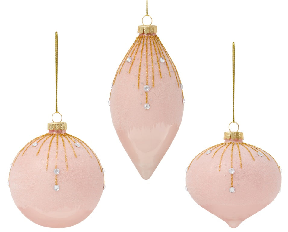 Premier Frost Pink Jewel Line Baubles