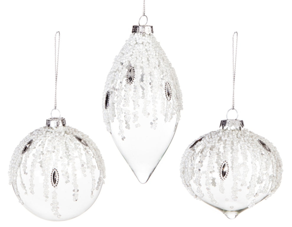 Premier Clear White Glass Ornament Snow Cap