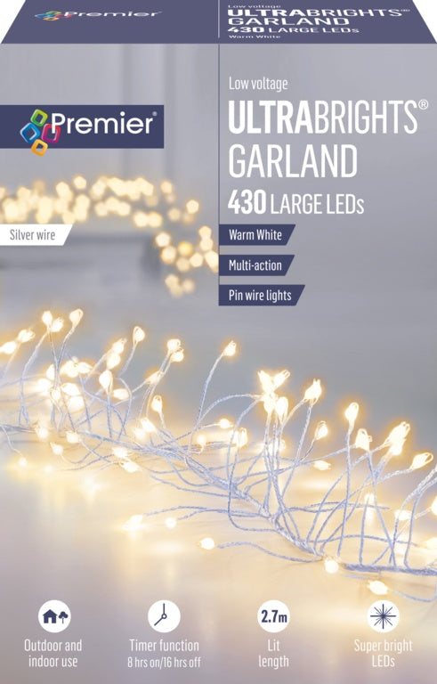 Premier Multi Action Ultra Brights Silver Garland