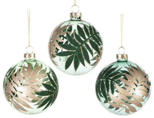 Premier Green Gold Glass Tropical Leaf Ball