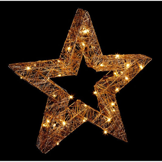 Premier Lit Hollow Star Rose Gold 40 Warm White LED