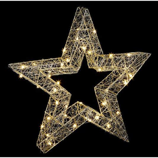 Premier Lit Hollow Star Silver Warm White LED