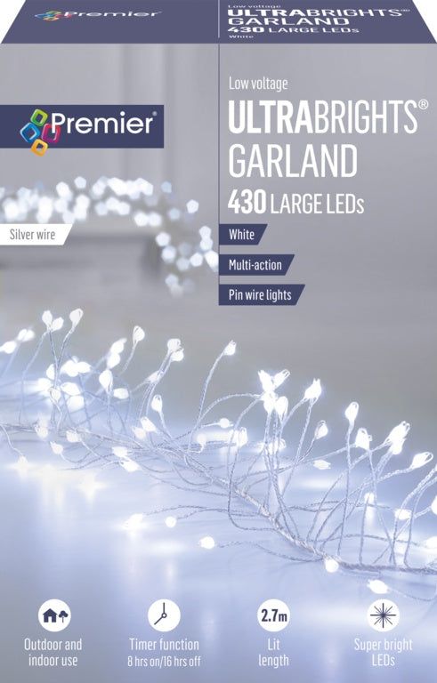 Premier Multi Action Ultra Brights Silver Garland