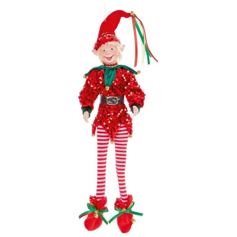 Premier Red Sequin Posable Elf Character