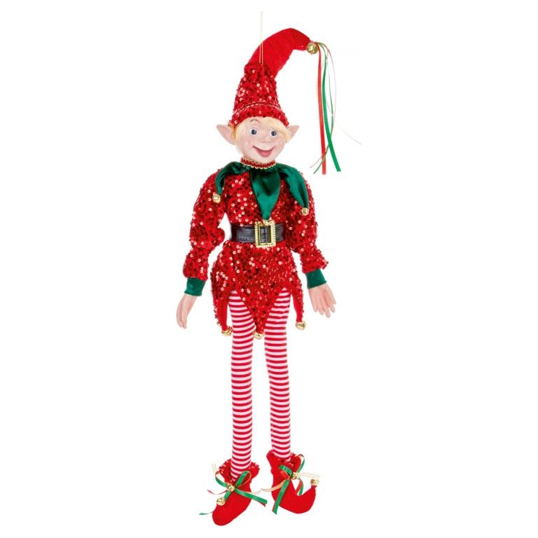 Premier Red Sequin Posable Elf Character