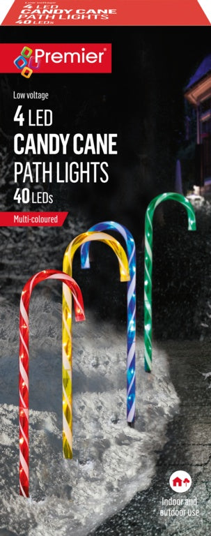 Premier Candy Cane Path Light Multi Pk4