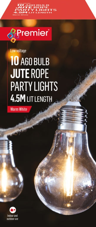 Premier 10 Jute Rope Light A60 Bulb Warm White