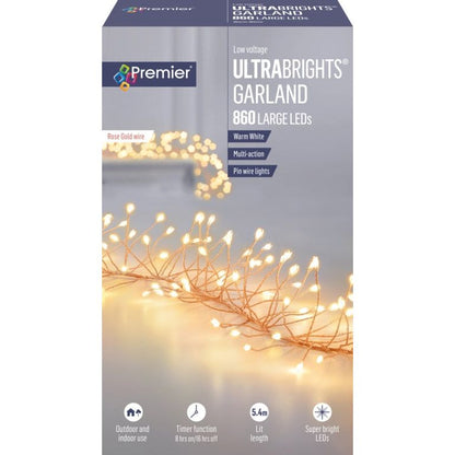 Premier Multi Action Ultra Bright Garland Rose Gold Warm White LEDs