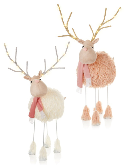 Premier Cream Pink Fur Wobbly Reindeer Antler