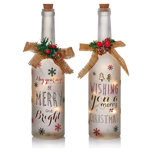 Premier Lit Frosted Bottle Design Foliage