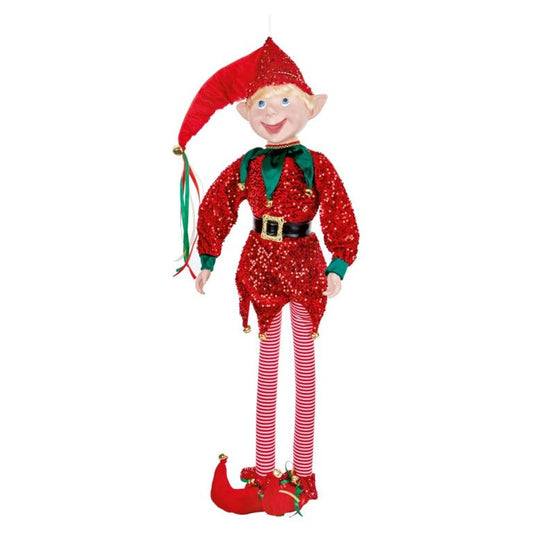 Premier Red Sequin Posable Elf Character