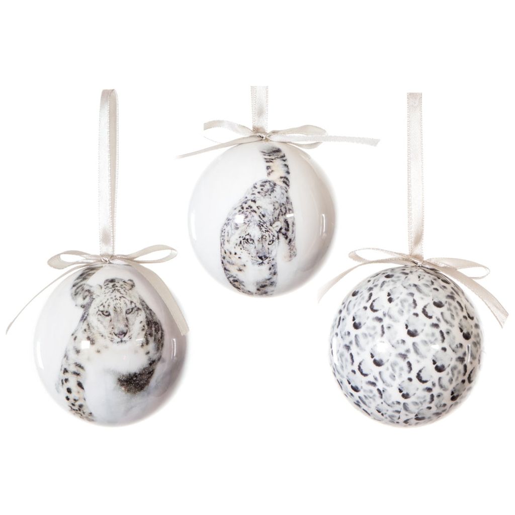 Premier Snow Leopard Bauble Decoupage