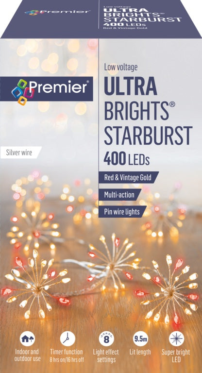 Premier Multi Action Starburst Stringlight Red & Vintage Gold