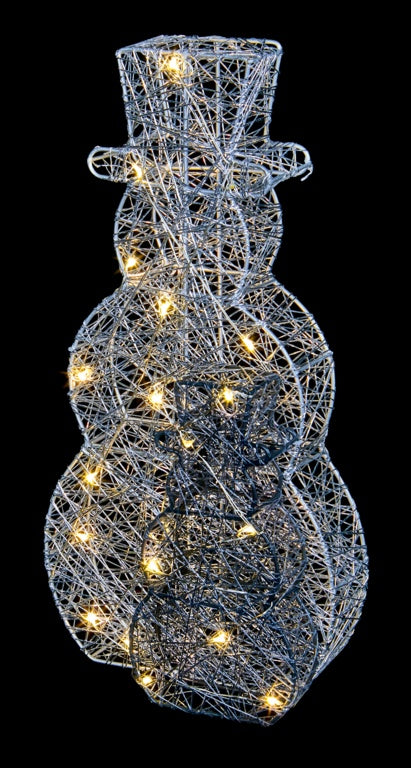 Premier Lit Silver Grey Snowman Warm White LED