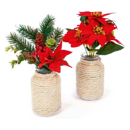 Premier Poinsettia Assorted Rope Glass Container