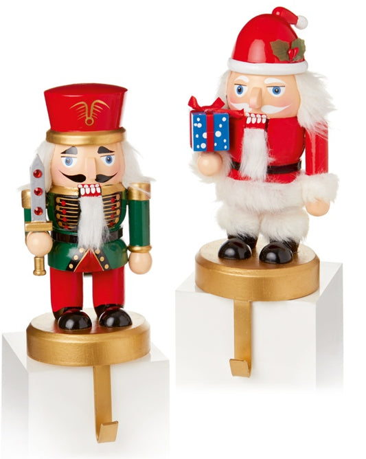 Premier Wooden Santa Nutcracker Stocking Holder