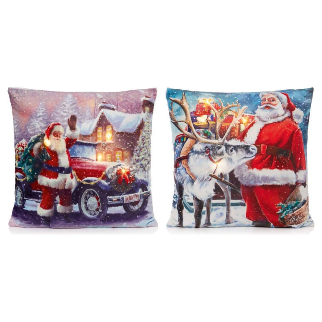 Premier Santa Scene LED Cushion