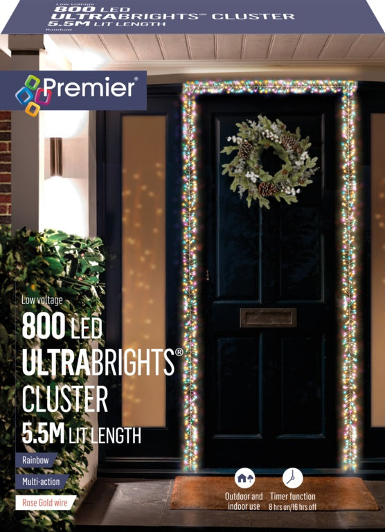 Premier 800 LED Rose Gold Ultra Bright Cluster Rainbow