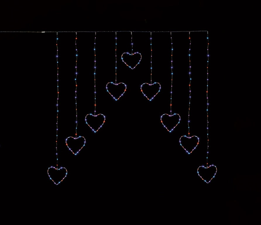 Premier Heart Shape V Curtain Rainbow LED