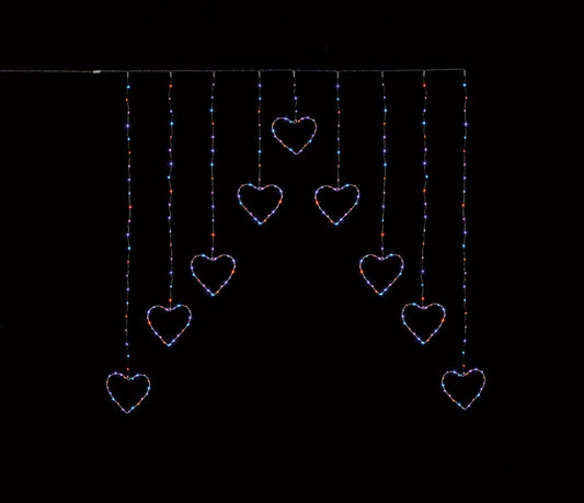 Premier Heart Shape V Curtain Rainbow LED