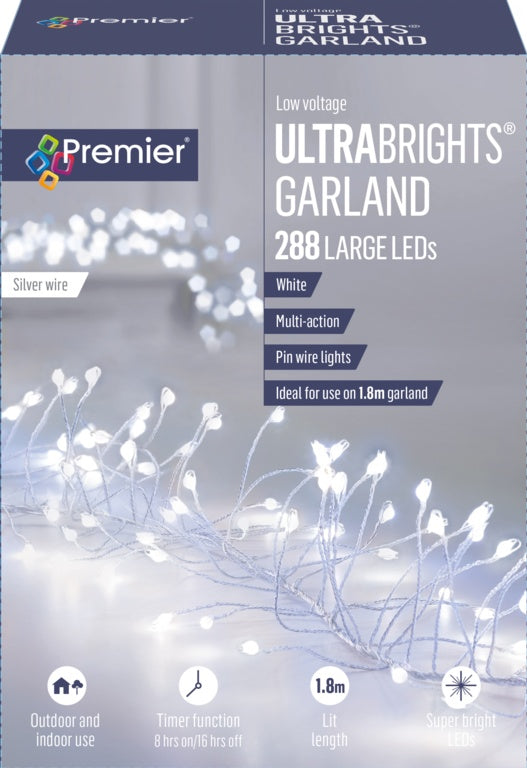 Premier Multi Action Ultra Brights Silver Garland