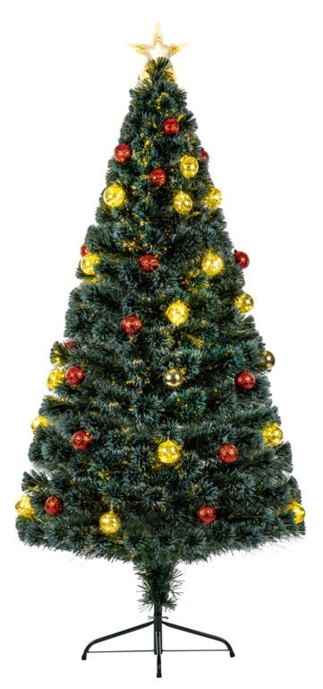 Premier Green Fibre Optic Tree With Pin Wire LED Baubles